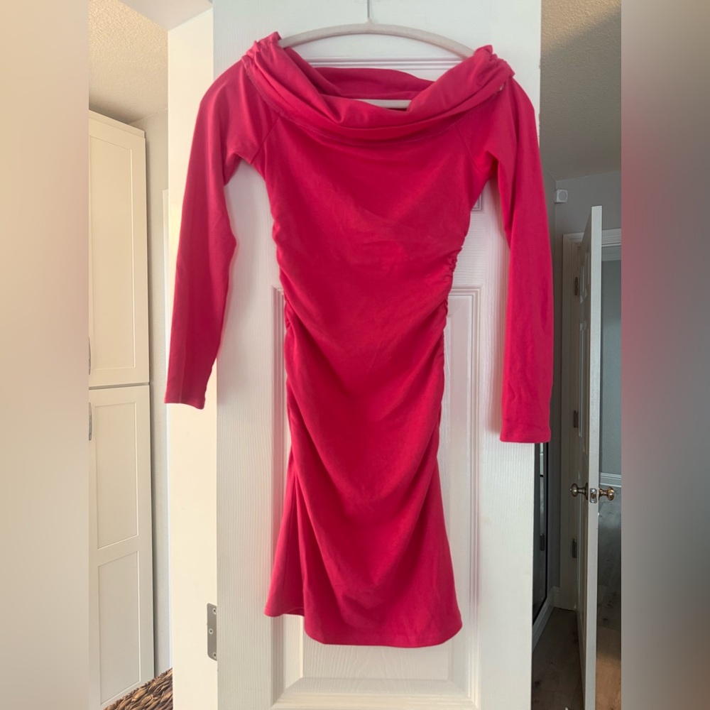 Chic Long Sleeve Pink Dress
